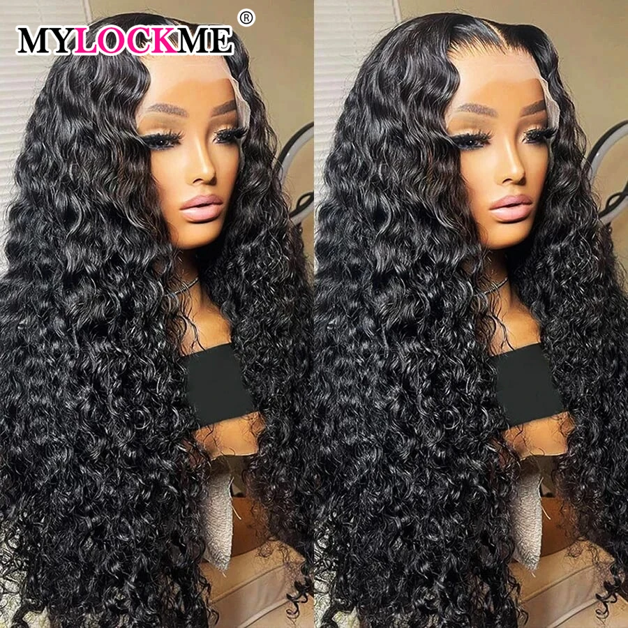 Deep Wave 13x6 Lace Frontal Wig 30 32 34 36Inch Transparent 13x4 Water Wave Lace Frontal Human Hair Wigs For Women 4x4 Lace Wig