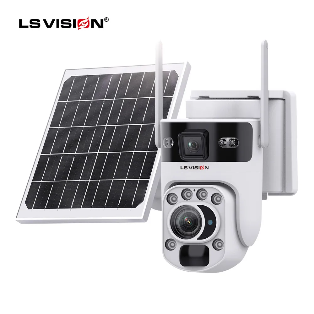 LS VISION 12MP 60X Optyczny Zoom Kamera Solarna 4G z Podwójnym Ekranem WiFi PTZ Wykrywanie PIR Kolorowy Tryb Nocny Dwukierunkowe Audio Automatyczne Śledzenie Człowieka Wodoodporność IP65 Inteligentne