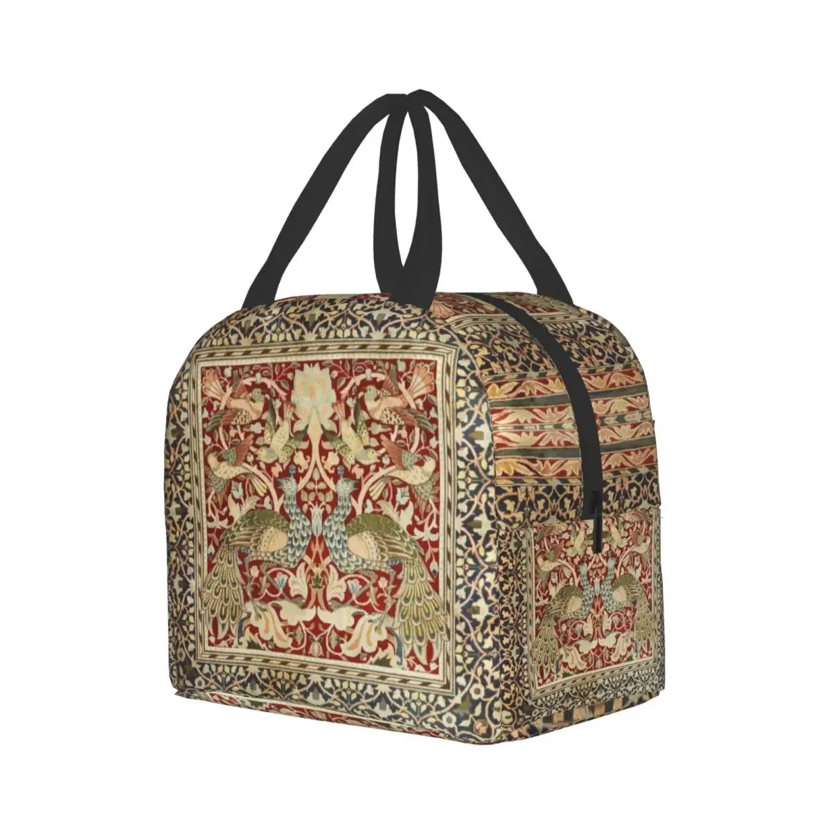 William Instability-Sac à lunch imprimé textile floral pour femme, boîte à lunch portable, sacs à nourriture isothermes thermiques multifonctions pour enfants, école