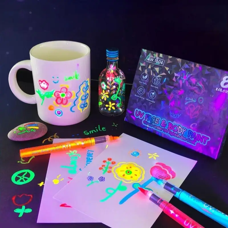 

Набор флуоресцентных маркеров для творчества и рисования для школьников, цветные светящиеся ручки для рисования человеческих лиц