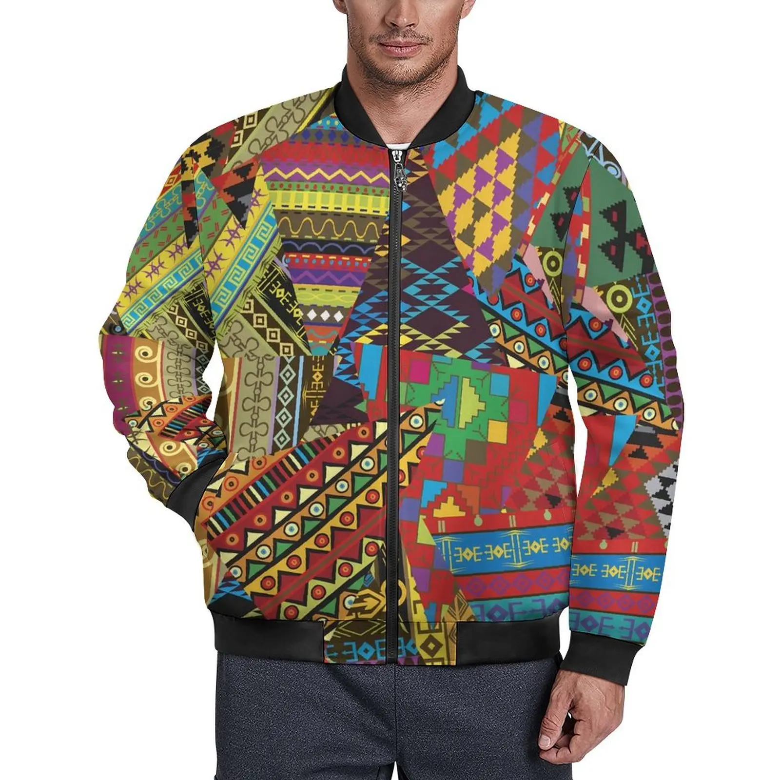 

Abstract Tribal Casual Jackets Patchwork Print Hooded Windbreak Male Printed Coats Autumn Kawaii Classic Jacket 4XL 5XL 6XL