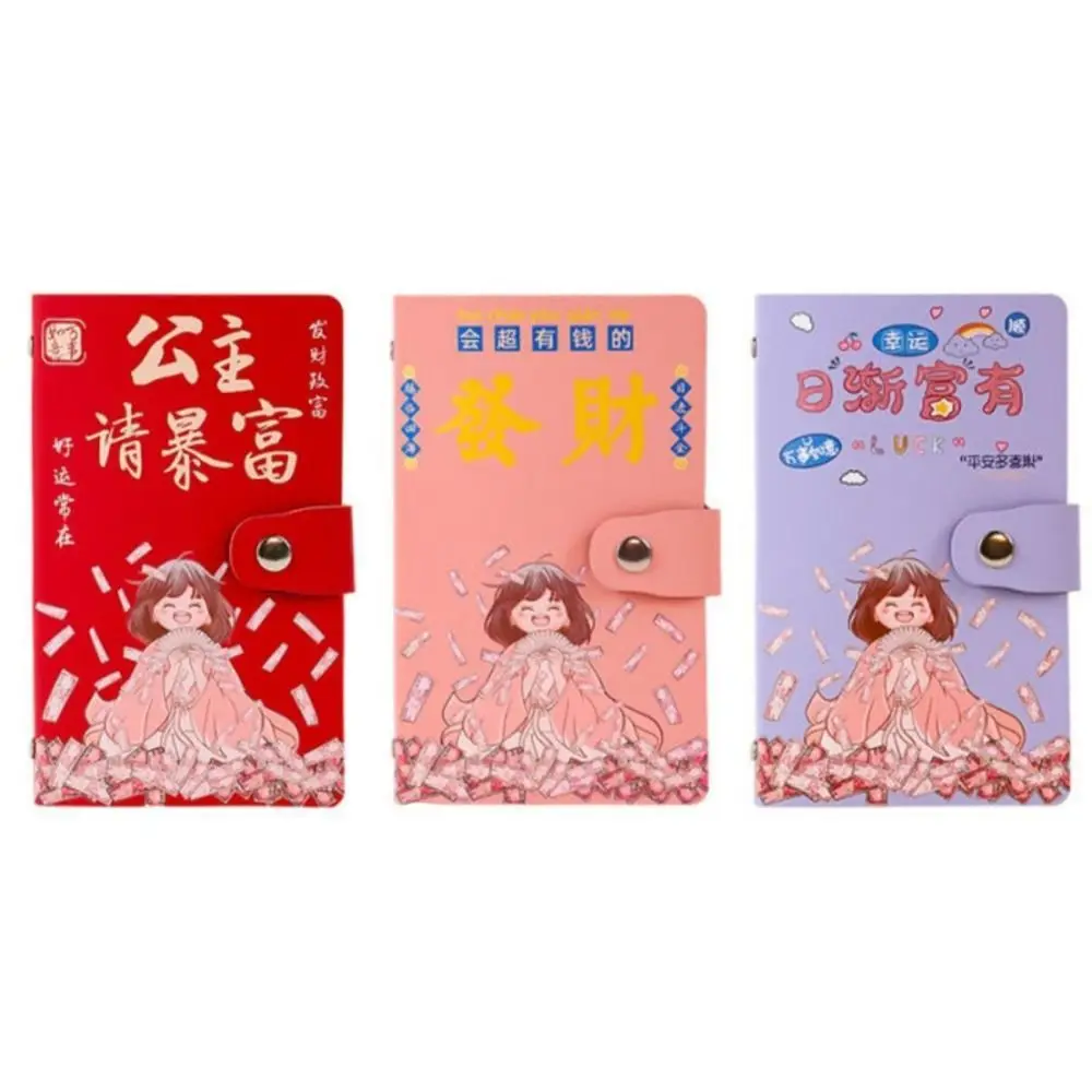 Carta dos desenhos animados 100 envelope desafio pasta 50 folhas carteira de armazenamento dinheiro orçamento caderno couro do plutônio envelopes de dinheiro