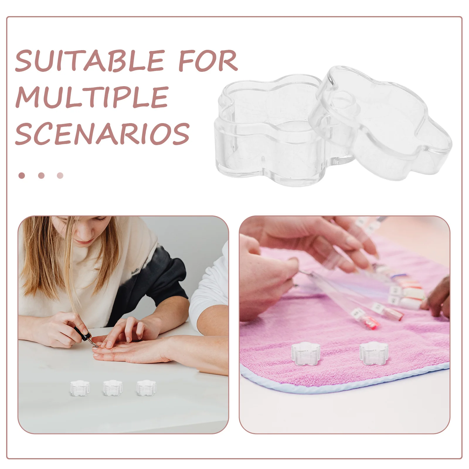 10 pçs em forma de flor caixa de armazenamento da arte do prego transparente para strass gemas lantejoulas organizando titular plástico transparente recipiente tampa