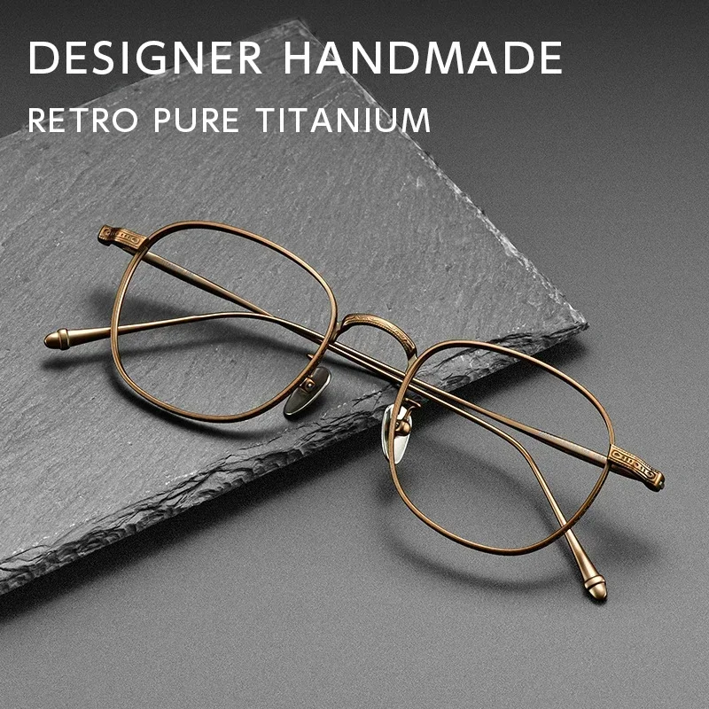 

Retro Round Ultra-Light Titanium Frame Myopia Optical Prescription Glasses for Men and Women, Hyperopia and Reading Eyeglasses
