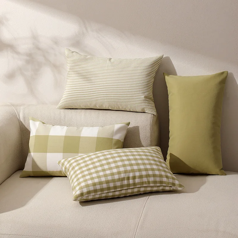 VIKAMA 2026 small fresh grass green size plaid striped plain throw pillow pillow cushion cover