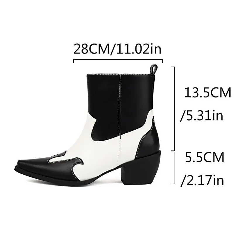 SIMLOVEYO Brand Women's Ankle Bota Square Toe 5.5cm Thick Heels Slip-On Mixed Color Big Sizes 42-43 FallWinter Black