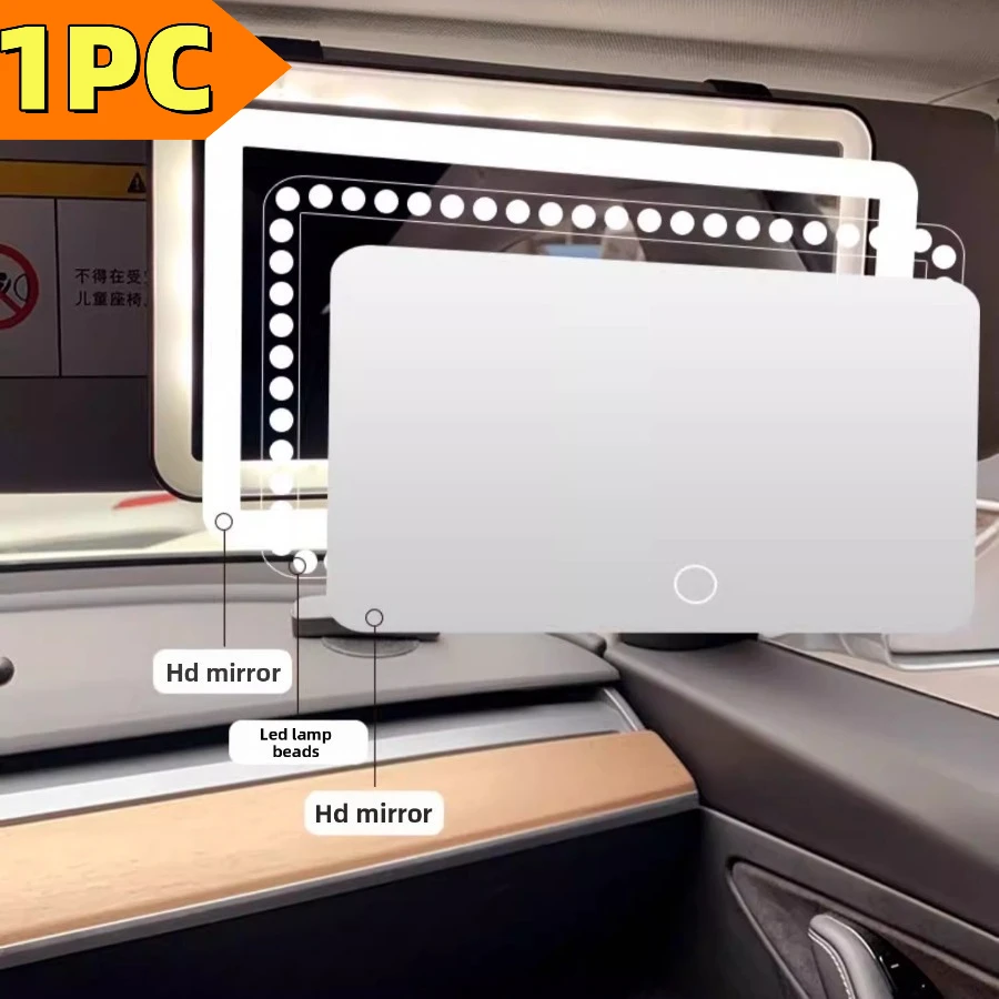 

Светодиодное зеркало для автомобильного солнцезащитного козырька HD, портативное, с умной подсветкой, аксессуар для макияжа