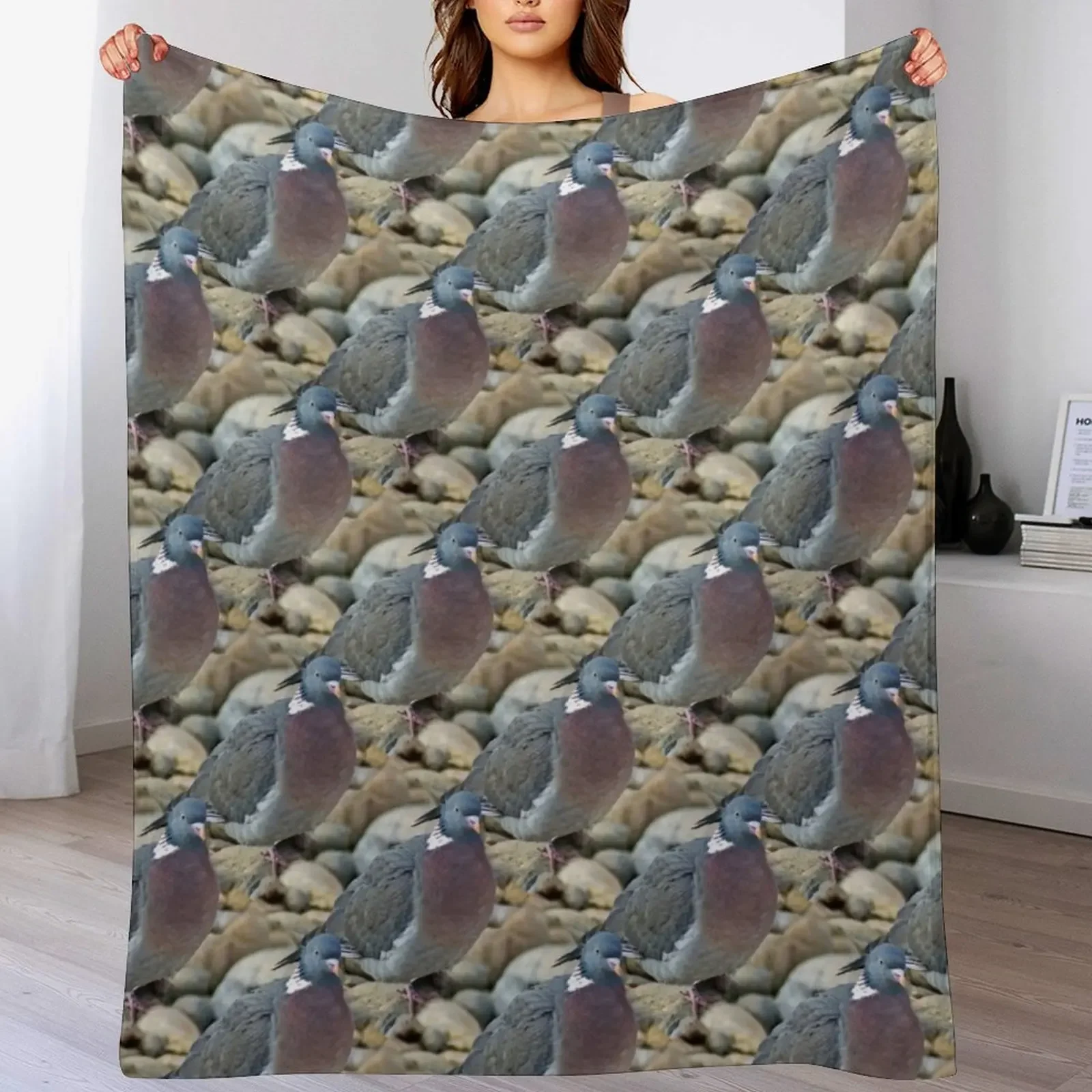 

Wood Pigeon (pattern) Throw Blanket Cozy Napping Blanket Gift for Mom Dad