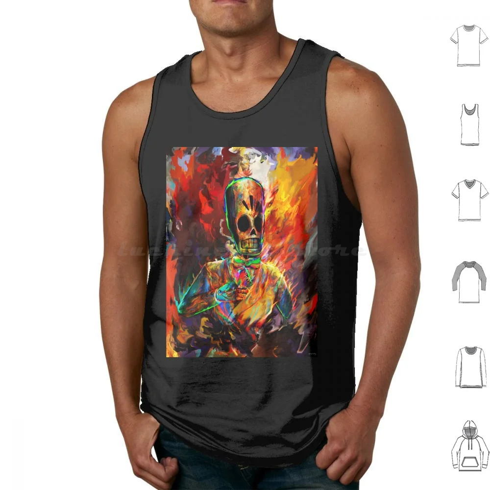 Grim Fandango Tank Tops Vest Sleeveless Grim Fandango Manny Grim Fandango Calavera Jax Teller Black Colorful Death Skull