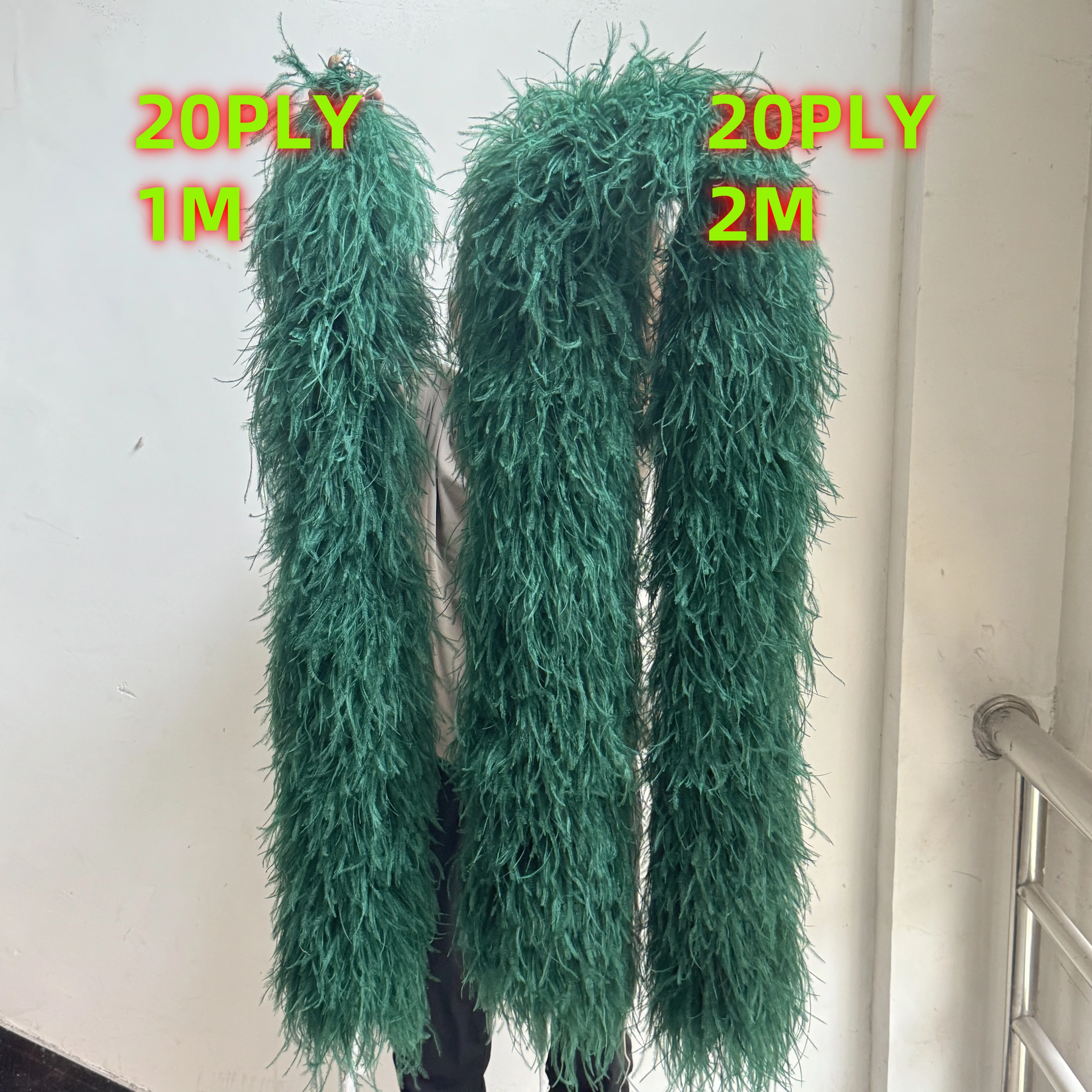 Dark Green 6 10 20PLY Fluffy boa Scarf Trim 1M 2M Ribbon Decoration Feathers Boa Shawl for Carnival Stage Dress Sewing Accessory