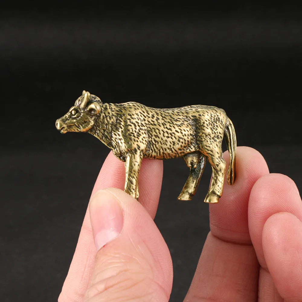 Do Old Imitation Antique Cow Brass Decoration Tea Pet Table Play Pet Solid Bronze Microsculpture Fun Handhandle Collection