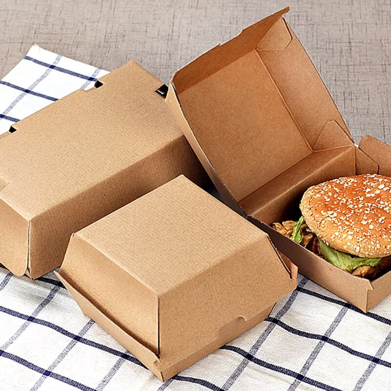 Customized productWholesale Custom Disposable Food Grade Cardboard Hamburger Packaging Burger Box