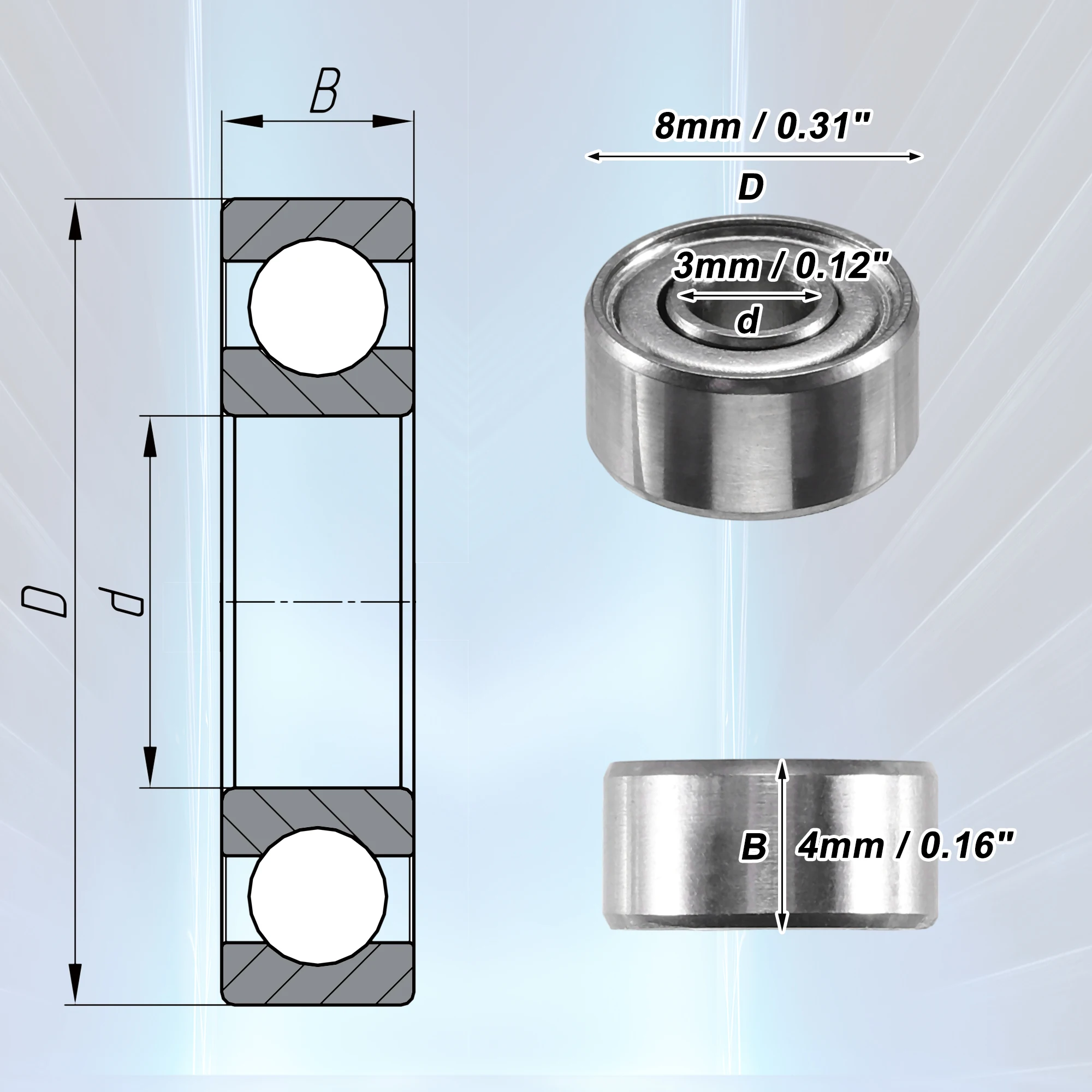 Motoforti-Roulements à Billes à Rainure Unique NucleoDeep, Double Bouclier D.lique, 693zz, 3x8x4mm, 10 Pièces