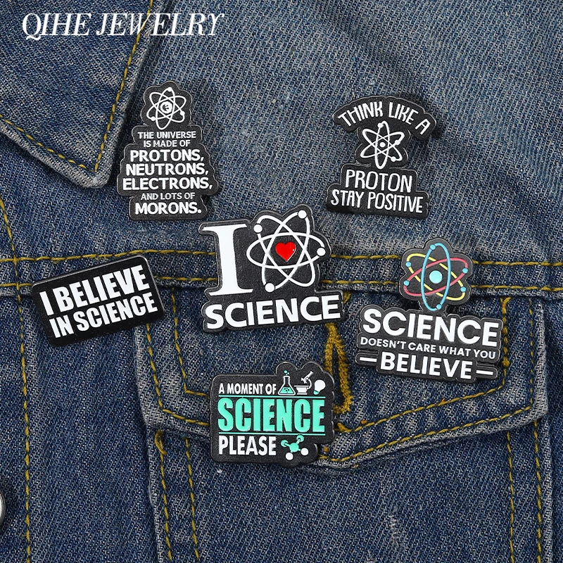 Science Enamel Pin Metal Badge Brooch I Love Cartoon Believe Quote Jewelry Gift Backpack Hat Punk Friends  Accessories