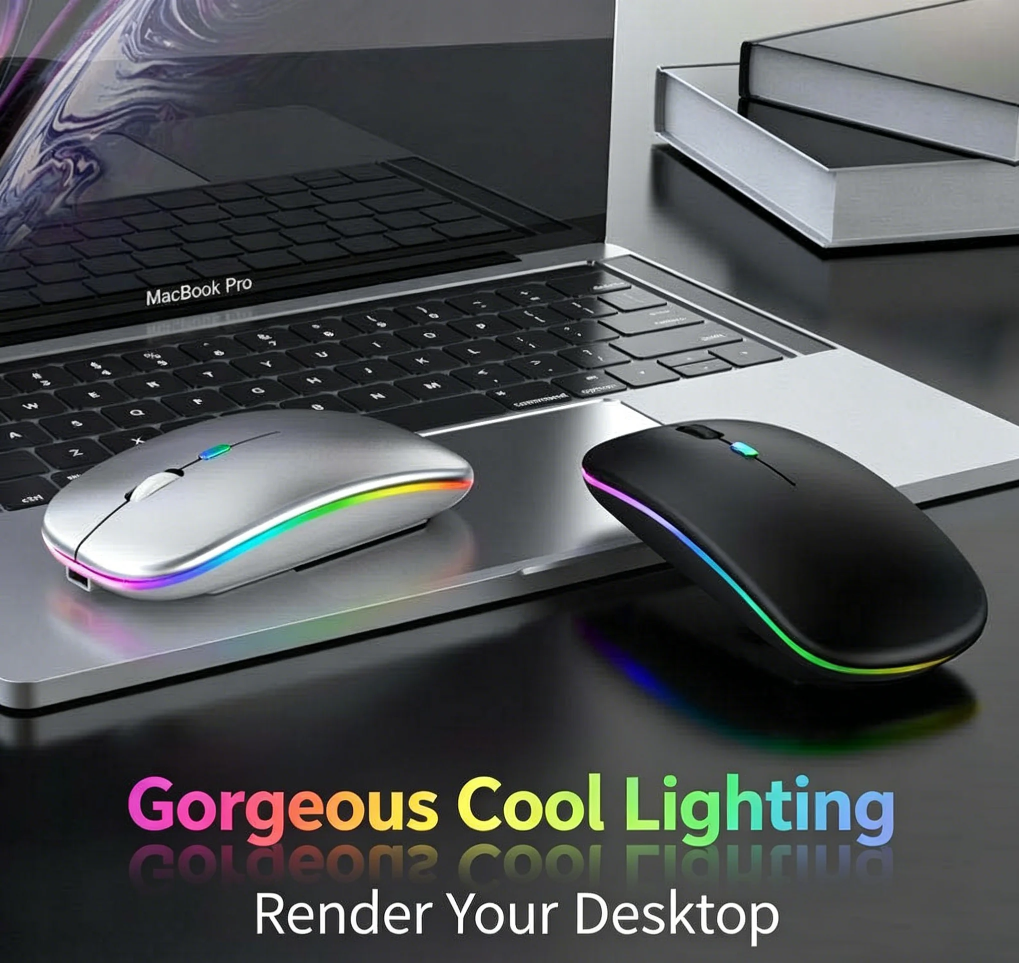 2.4G Bluetooth Wireless Rechargeable Mouse RGB Backlit Ergonomic Design Silent Click Office Mouse For PC Laptop Computer Tablet