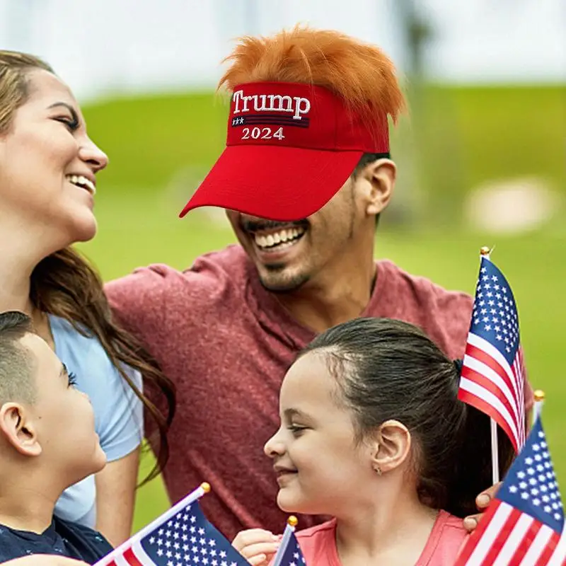 

Trump 2024 Hat Donald Trump 2024 Cap Wig Visor Half Hat Support for Trump Hat Adjustable 2024 Baseball Cap Outdoor Sunscreen