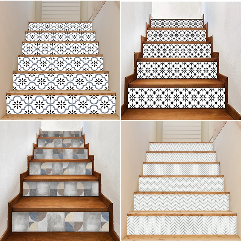 

6/13pcs Old House Decoration Staircase Sticker Detachable PVC Waterproof and Anti Slip Self-adhesive Staircase Sticker