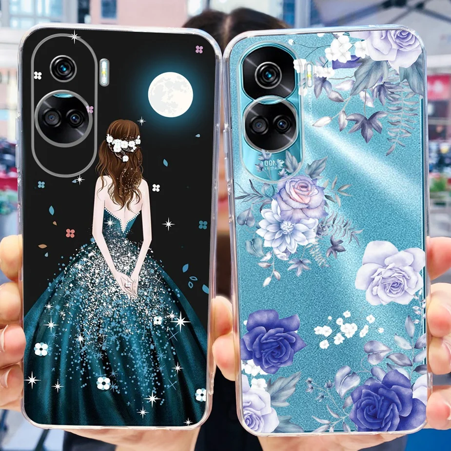 For Honor 90 Lite Case CRT-NX1 Luxury Painted Back Cover Clear Silicone Soft TPU Phone Case For Honor 90 Pro Honor90 Lite Fundas