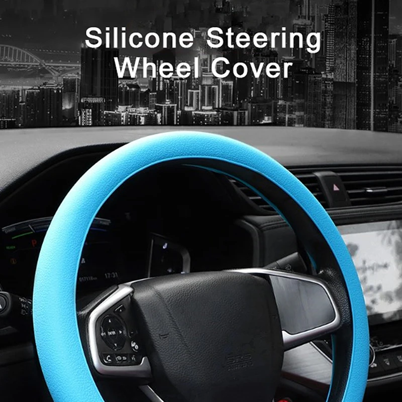 Car Universal Silicone Steering Wheel Cover Elastic Glove Cover Texture Soft Multi Color Auto Decoration DIY Accessories