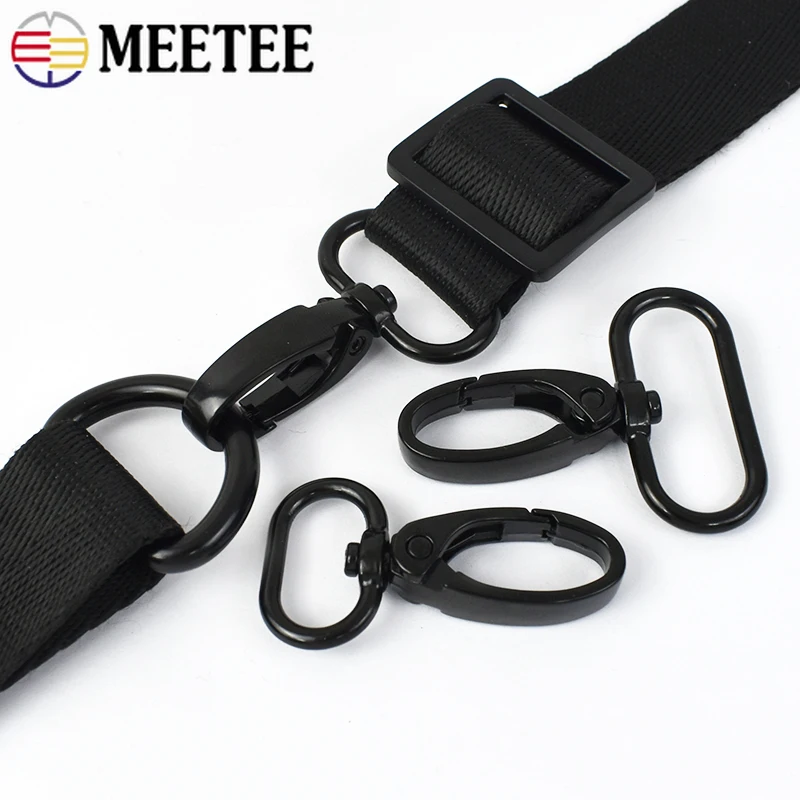 5Pcs Meetee 16-38mm Black Metal Swivel Lobster Clasps Buckle Trigger Clip Keyring Bag Belts Backpack Strap Hook Accessories