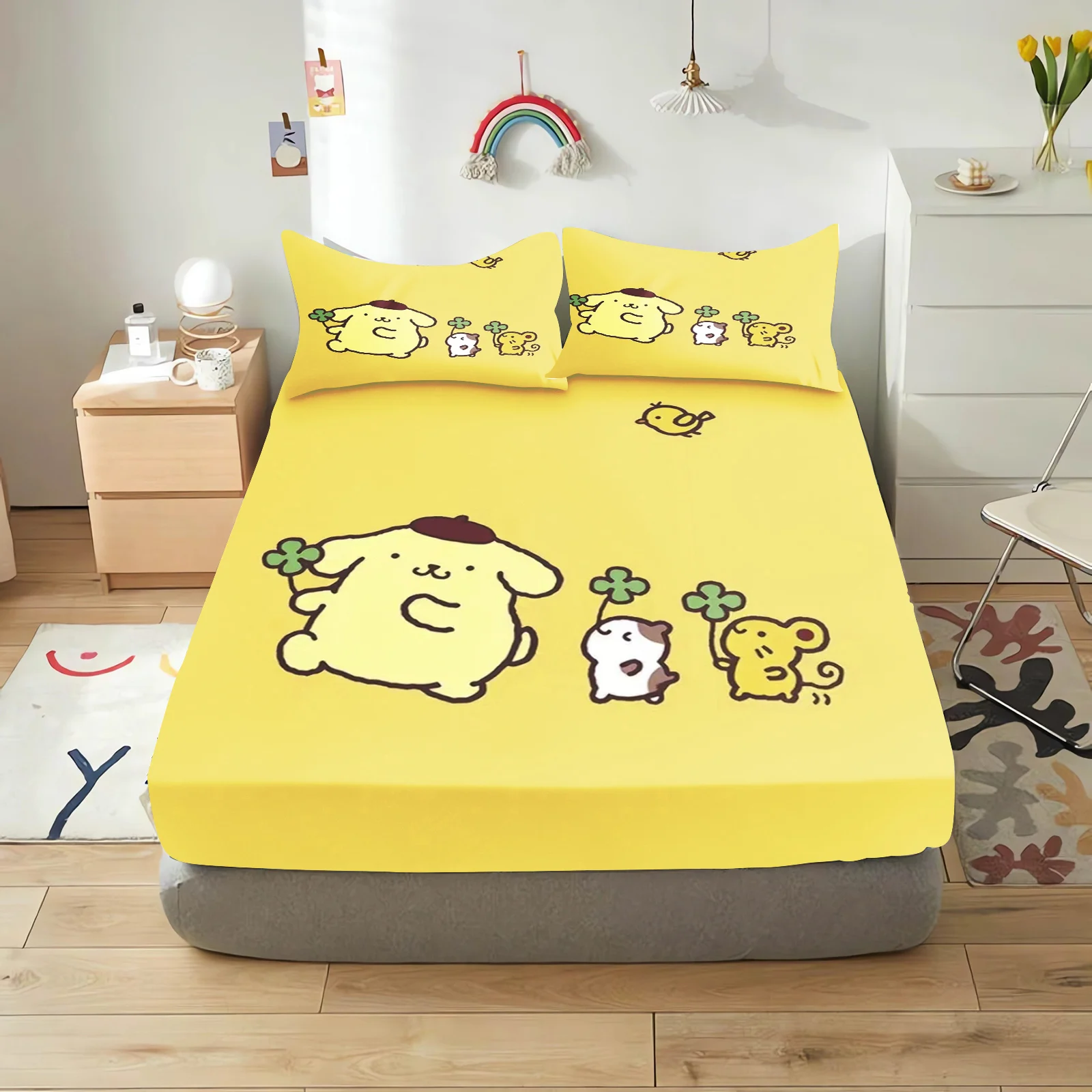 

Pudding Dog Fitted Sheet Children, Sanrio Cartoon Coverage, Baby Teenager Sheets Cover, Elastic Bedding, Cute Digital Printing