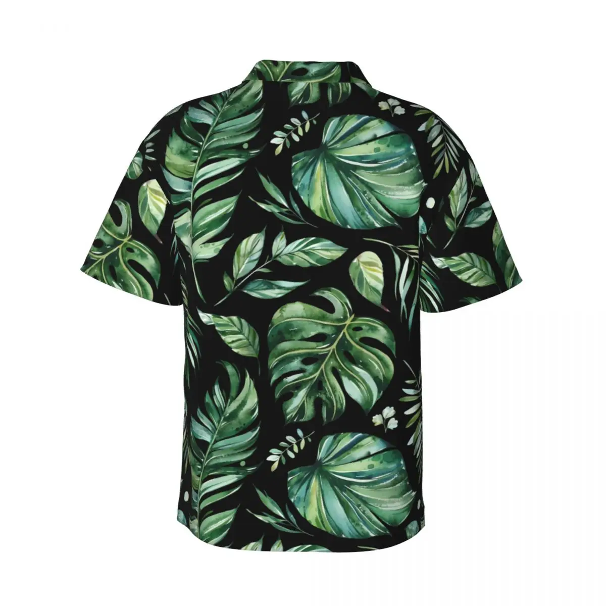 Monstera-Chemise de vacances en cuir chevelu pour hommes, vert et noir, hawaïen, chemises décontractées, chemisiers classiques, manches courtes, vêtements graphiques de rue, Y2K