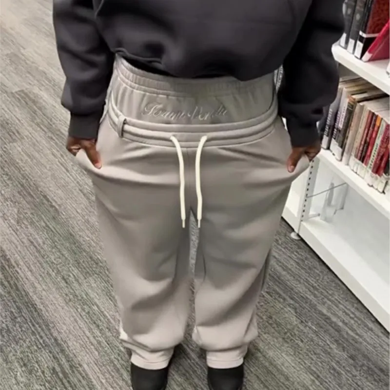 

Уличная одежда Y2k, осень-зима, мешковатые джинсы с вышивкой в стиле ретро, мужские и женские модные однотонные повседневные брюки в стиле хип-хоп