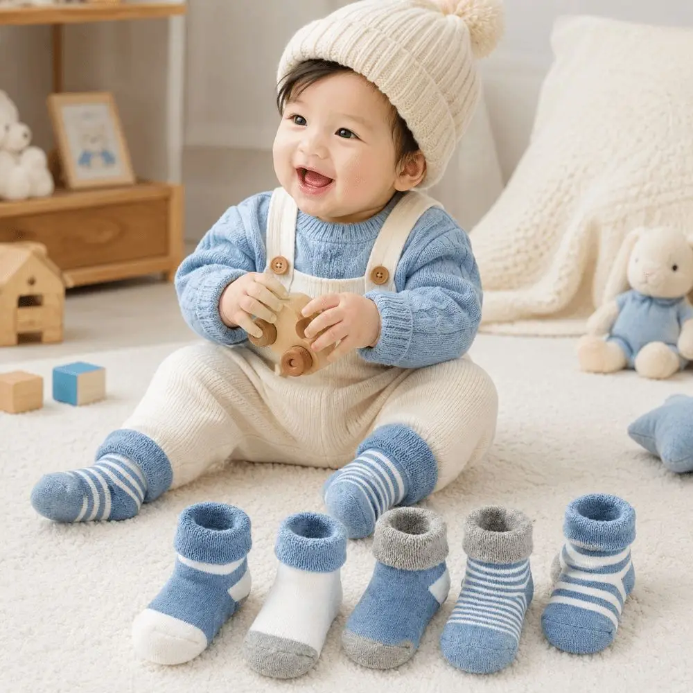 5 Pairs High Quality Thickned 's Warm Socks Warm Non-Slip Mid-Crew Socks Floor Socks Autumn Winter