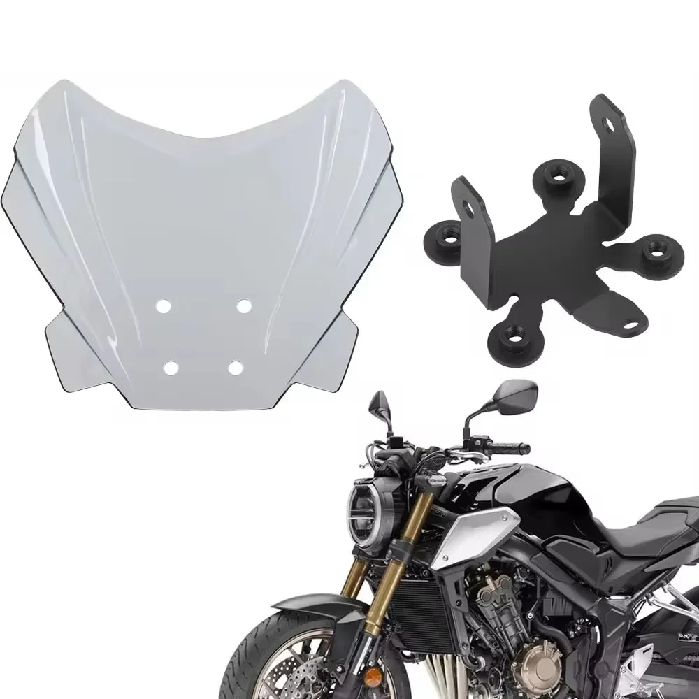 

Motorcycle Windscreen Windshield For Honda CB650R 2019 2020 2021 CB1000R 2018-2021 Front Wind Deflector Visor With Bracket Kits