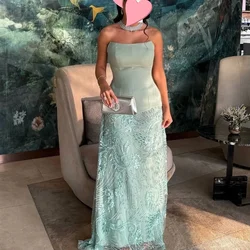 Customized Mermaid Evennig Dresses Strapless Lace Bead Evening Dresses Floor-Length Special Events Wedding Gala Party Dress