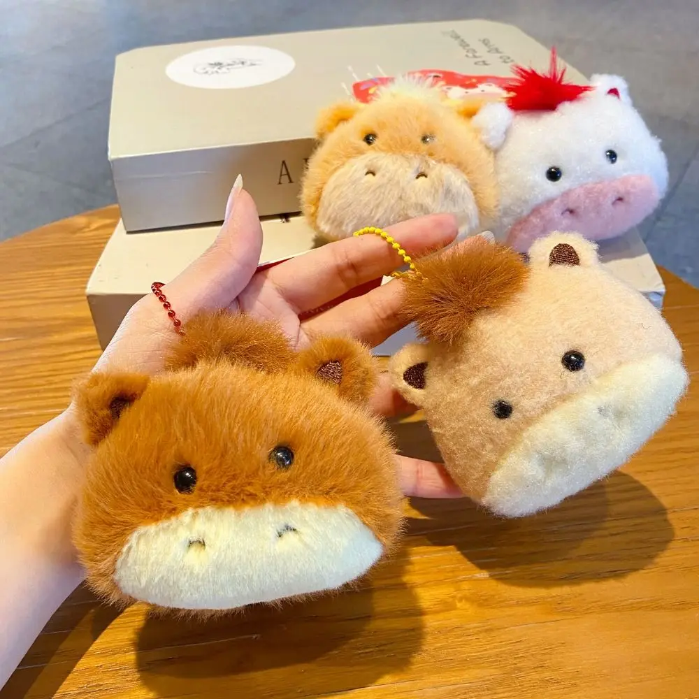 

1 пара креативных плюшевых брелоков счастливой лошадью, милый мягкий плюшевый брелок с лошадью в китайском стиле, кавайная фигурка зодиакального пони