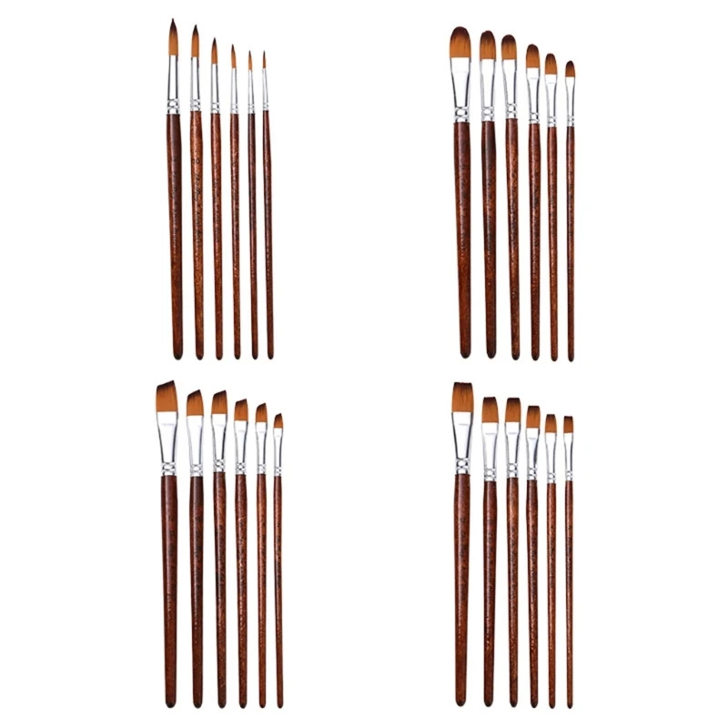 6 Chiếc Cọ Sơn Nylon Dùng Cho Sơn Dầu Acrylic Màu Nước Gouache Tranh