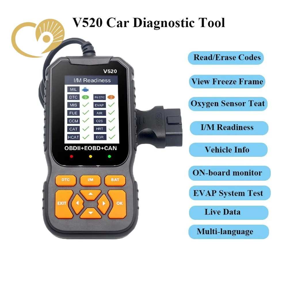 

Skaner OBD2 2025 V520, профессиональная автоматическая система двигателя, бесплатная пожизненная автомобильная система считывания кодов DTC, автомобильный диагностический инструмент