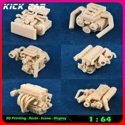 Kickcar 1/64 Vehicle Engine Model Car Diorama Uncolored Resin Garage Scene Repair Tools Decoration Simulation Scene Toy