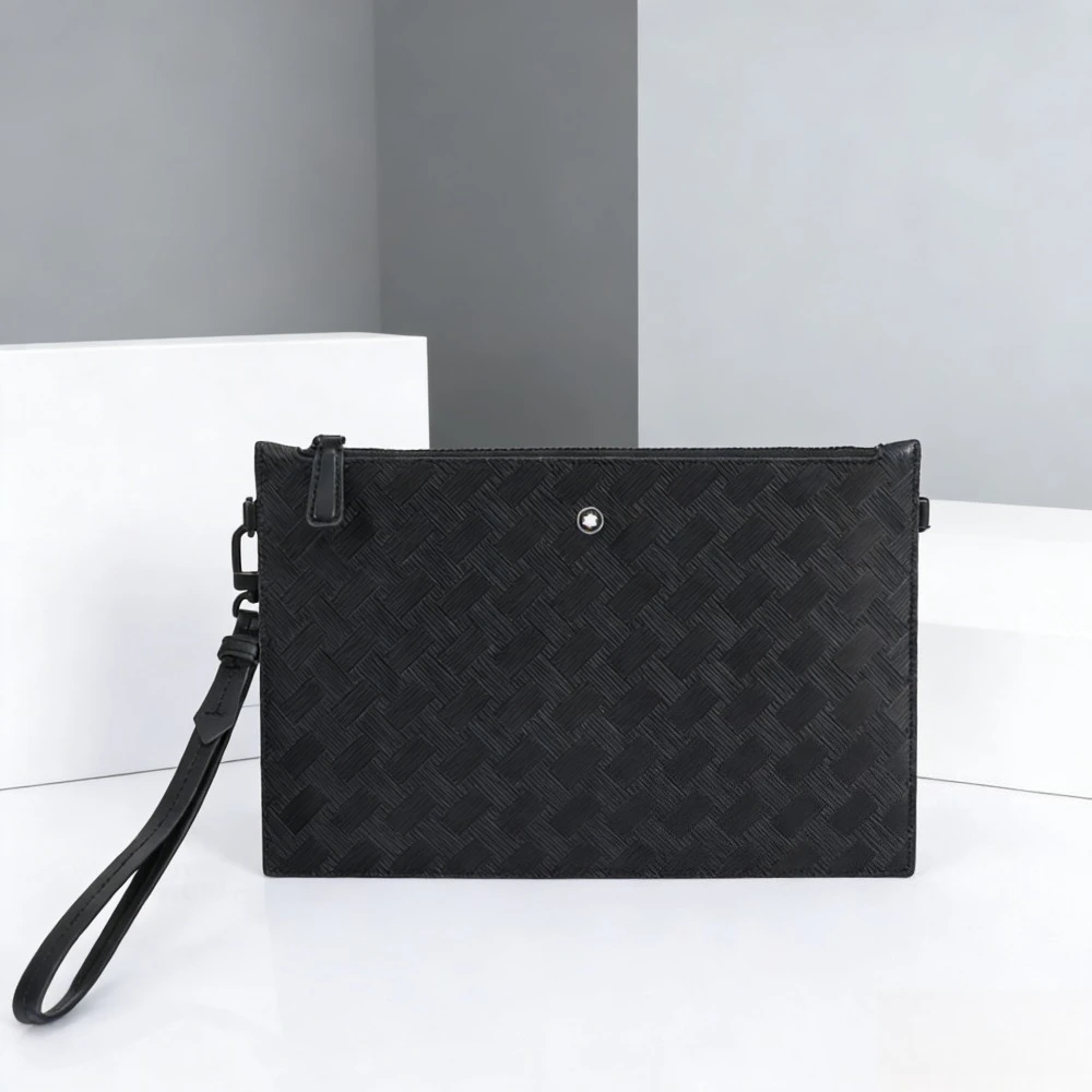 

Men's Clutch Bag Luxury Designer Woven Leather Handbag Large Capacity Waterproof Business Wristlet Bag For Womens Pouch Wallet