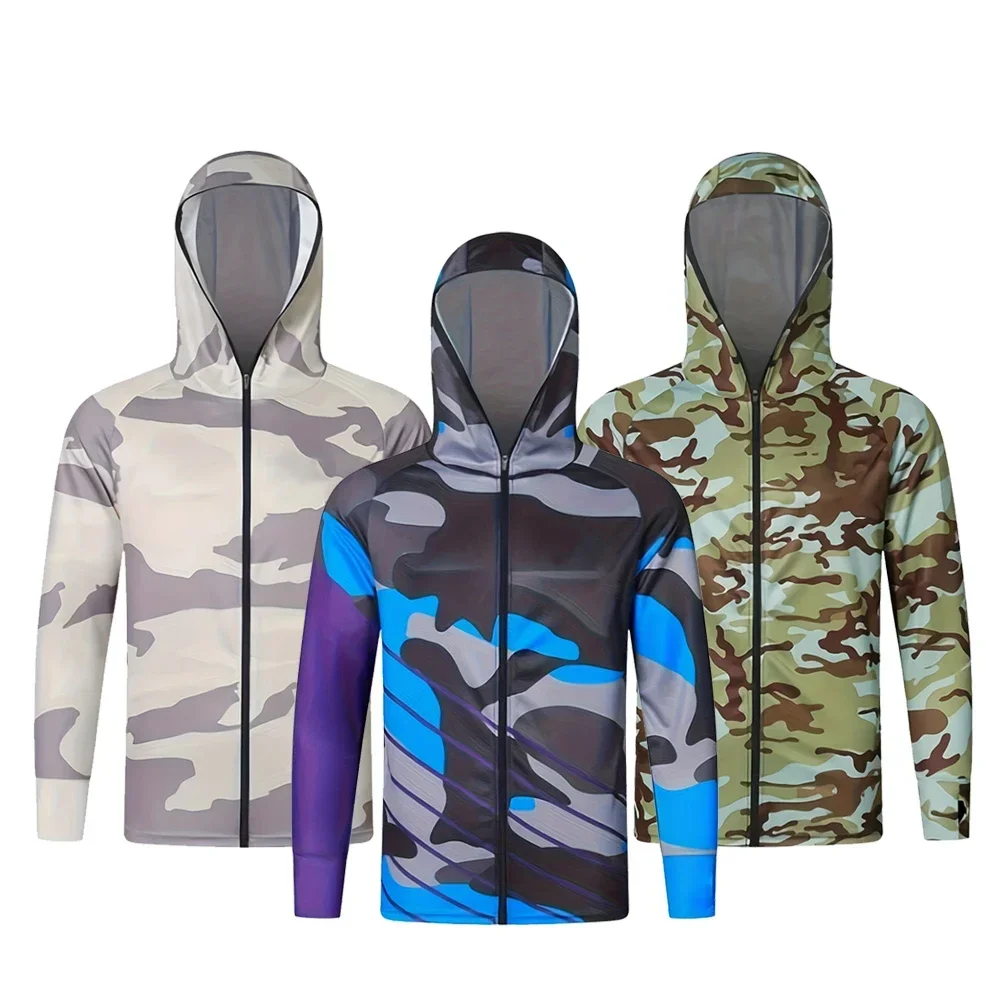 New Men's Anti-UV Comfortable Ventilation Fishing Shirts Hoodie Jerseys With Zipper Fishing Clothing Hiking