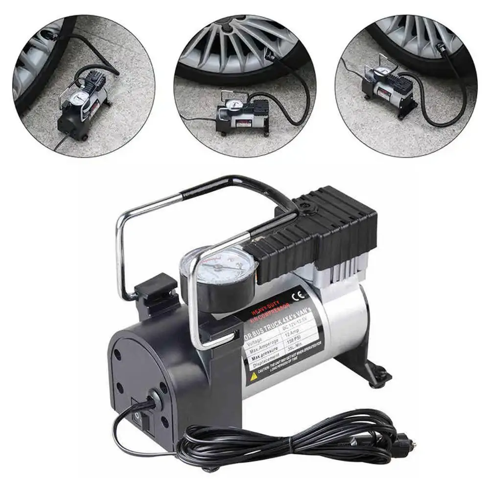 12V 200 PSI Heavy Duty Deluxe Metal Air Compressor Tyre Gauge Pump Pressure Inflatable Digital Inflator Tire With Car Car M9B7