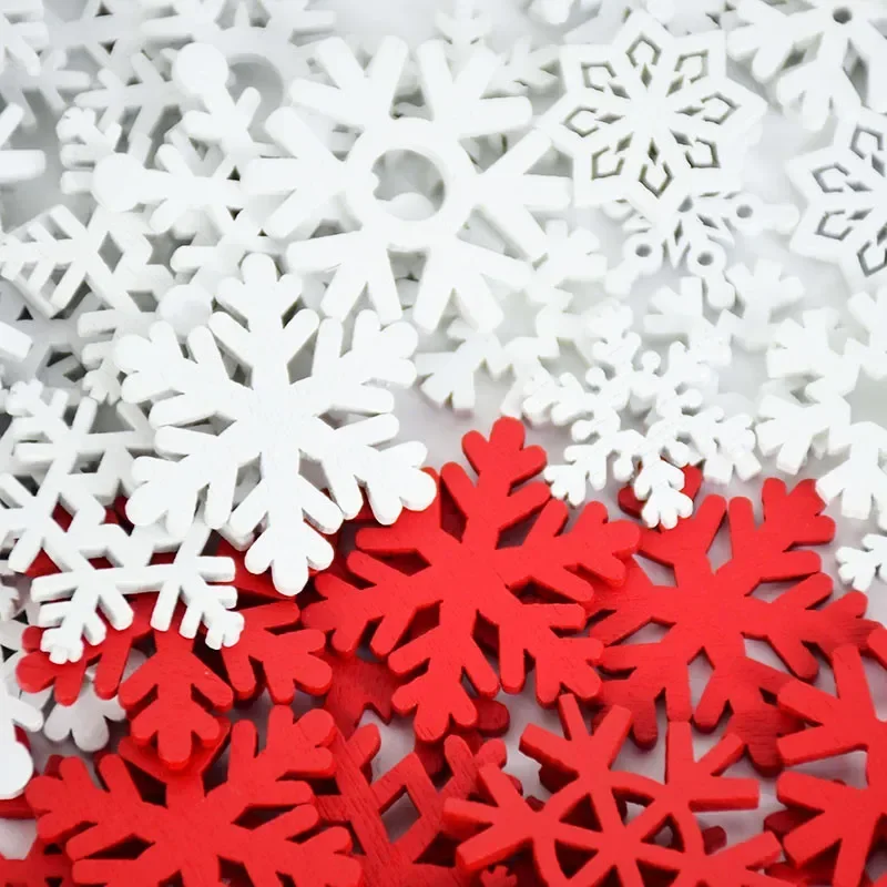 20/25/35mm Wooden Christmas Snowflake Natural Scrapbooking Craft for Embellishments Handmade DIY Handicraft Decoration