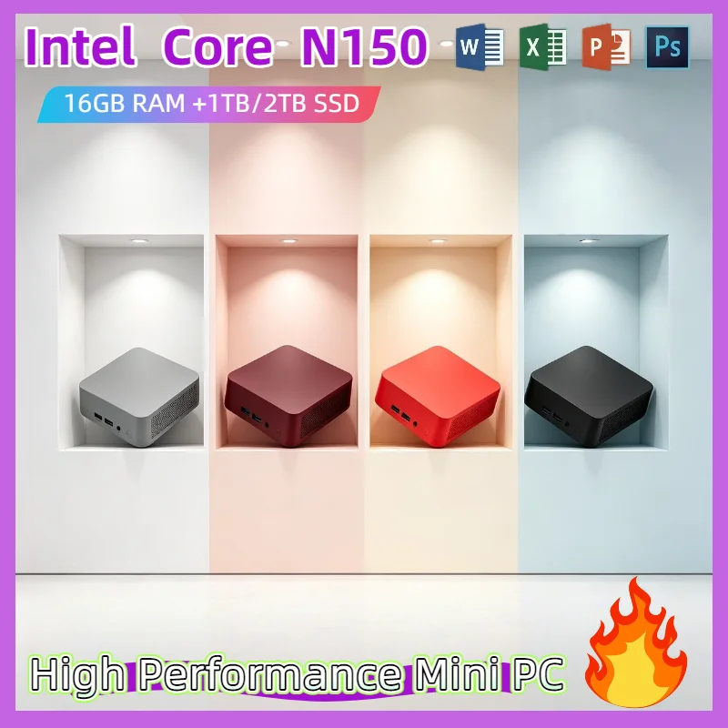 Core N150 Intel Mini PC 16GB RAM 1TB 2TB M.2 SSD WiFi 6 BT5.2 Low Power NVMe Desktop Computer Pro Max Unit Plus Pro
