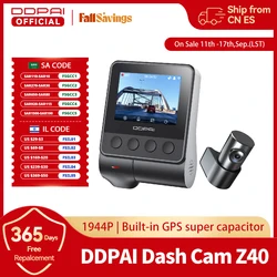 DDPAI Dash Cam Z40 Dual Car Camera Recorder Front and Rear 1944P HD GPS Wifi Car DVR 24H Parking Protector D²save Storage