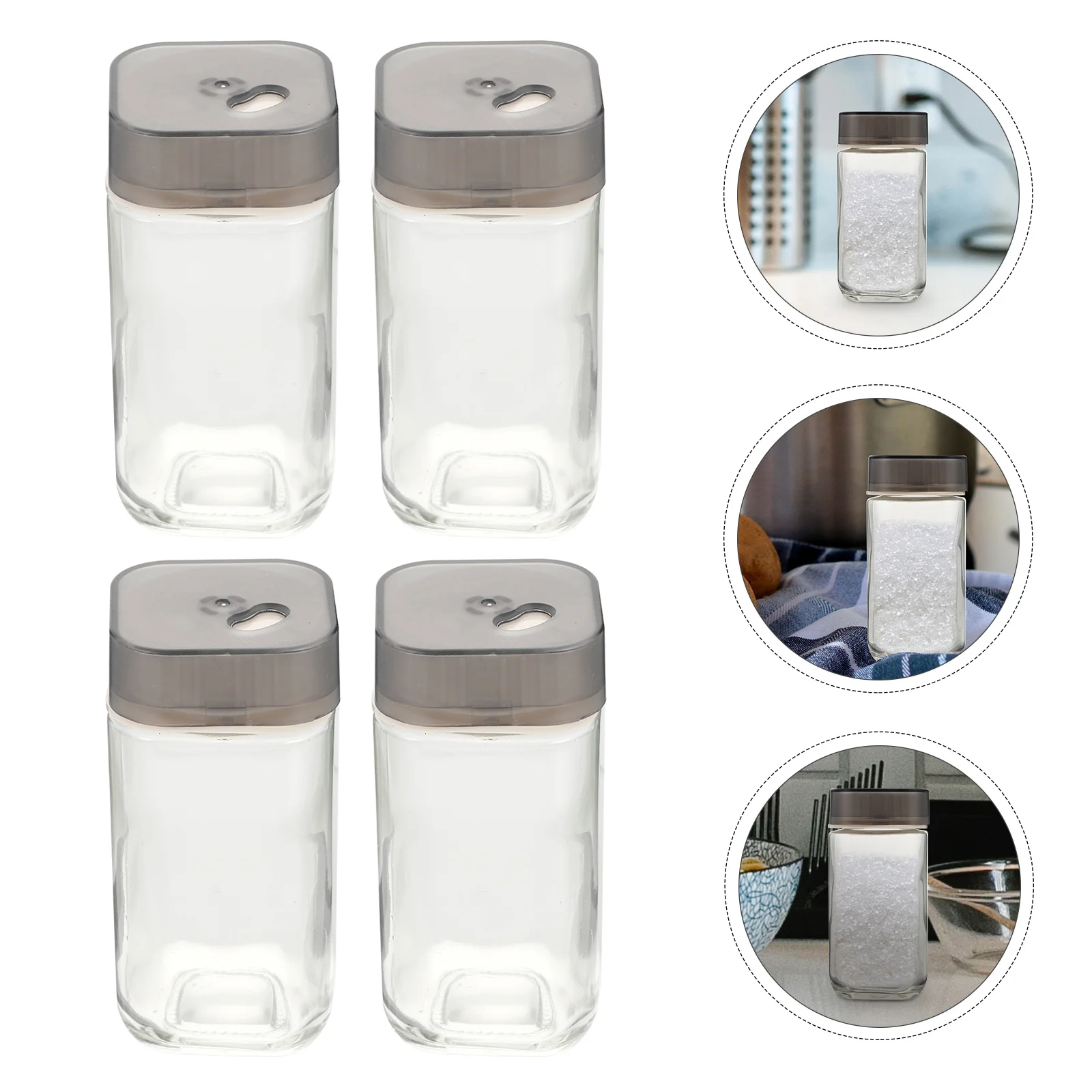 

4Pcs Glass Seasoning Bottles Set for Kitchen Spice Storage Jars Organizers Containers with Fine Workmanship Food-Grade Material