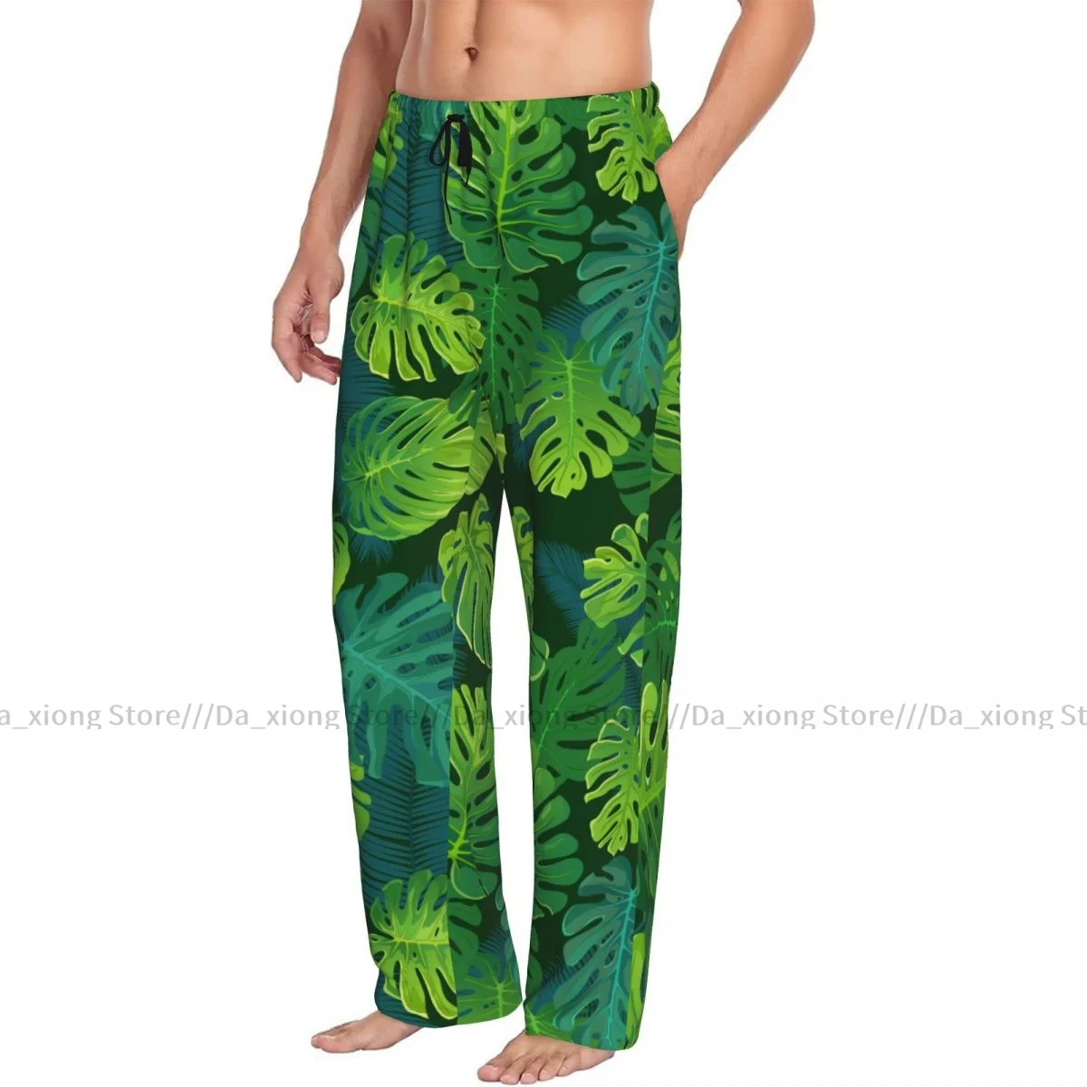 Men's Casual Pajama Sleeping Pants Tropical Palm Monstera Leaves Jungle Leaf Lounge Loose Trousers Comfortable Nightwear