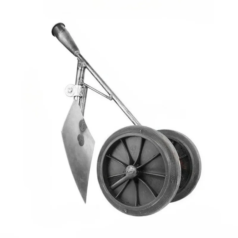Agricultural multifunctional triangular hoe, manual grain digging hoe with wheel, weeding and loosening manual tool