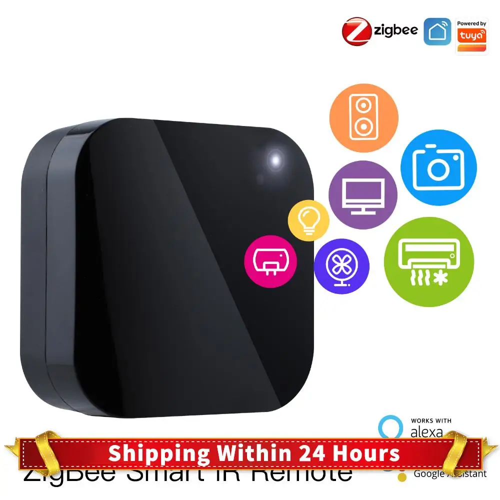وحدة تحكم عن بعد ZigBee Universal بالأشعة تحت الحمراء تعمل مع جهاز تحكم عن بعد Alexa Google Home لمكيف الهواء TV IR للمنزل الذكي