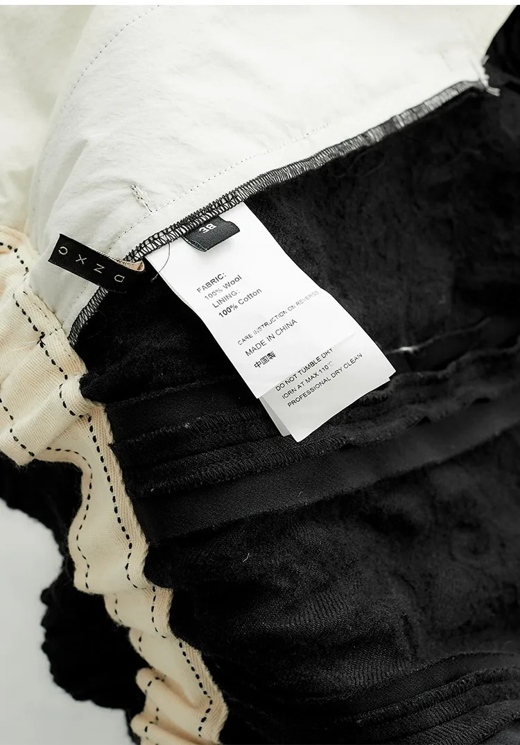 Versatile Umbrella Skirt~Autumn and Winter 100% Wool Jacquard Skirt for Women, Black Flower Bud Skirt