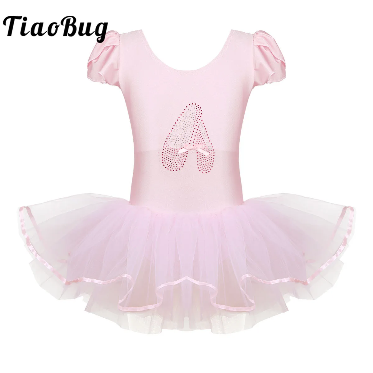 

TiaoBug Kids Girls Ruffle Cap Sleeve Ballet Tutu Dress Sequined Ballet Leotards Gymnastics Leotard Children Stage Dance Costume