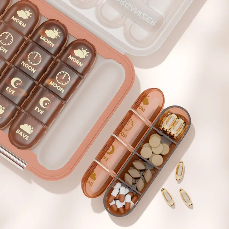 منظم حبوب أسبوعي 3 مرات في اليوم علبة حبوب منع الحمل 21 حجرة محمولة مقاومة للرطوبة حامل فيتامين للأدوية اليومية #2