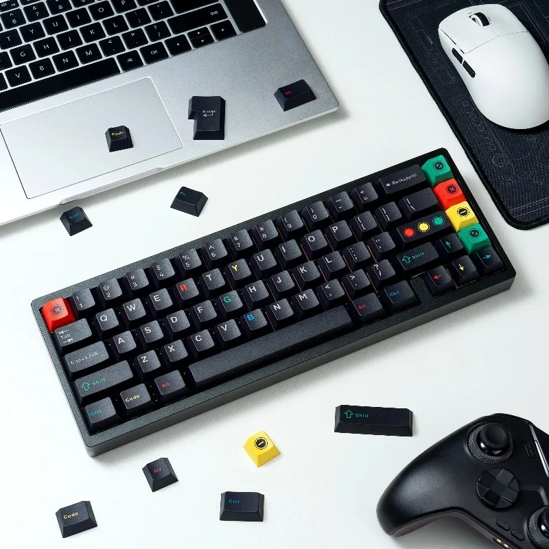 Black Thicken Keycaps Set Customized Translucent PBT Sublimation Cherry Profile Keyboard Cap for Mechanical Keyboard Accessories