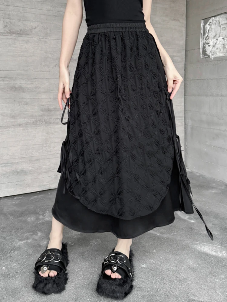 [EAM] Black Big Size Shirt Half-body Skirt Two Pieces Suit New Lapel Long Sleeve Women Fashion Tide Spring Autumn 2024 1DH4805