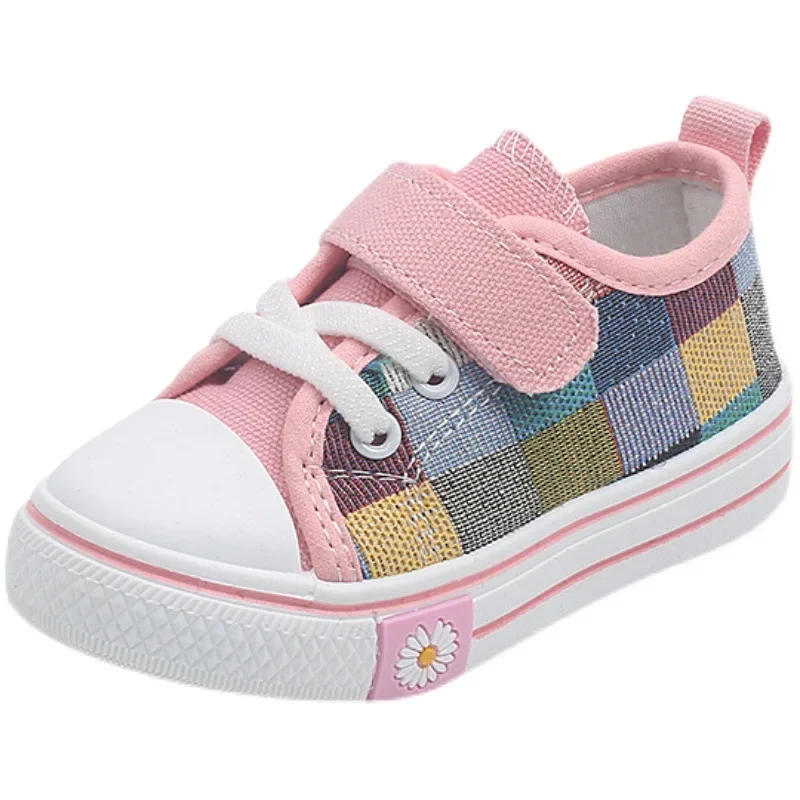 Scarpe Casual per bambini Toddlers Sneakers in tela per bambini per ragazzi ragazze moda classica suola in gomma morbida a scacchi primavera autunno